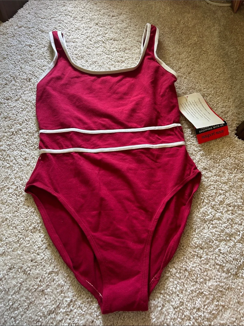 Newport News Red One-Piece Swimsuit with White Trim
